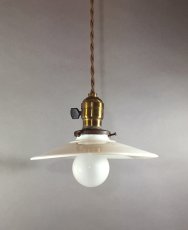 画像2: 1910-30's "Flat" Milk Glass Pendant Lamp (2)