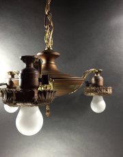 画像3: 1920's "Pan" 3-Arm Chandelier Ceiling Light (3)