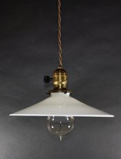 画像2: 1910-30's "Flat" Milk Glass Pendant Lamp (2)