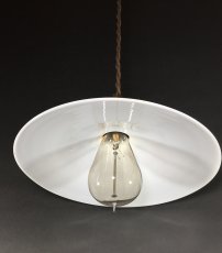 画像4: 1910-30's "Flat" Milk Glass Pendant Lamp (4)