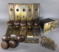 画像1: 1910-30's Steel Doorknob "ほぼ COMPLETE" 5-set (1)