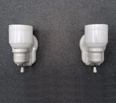 画像3: 1930-40's "2-way" Porcelain Bathroom Lamp【PAIR】 (3)