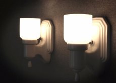 画像2: 1930-40's "2-way" Porcelain Bathroom Lamp【PAIR】 (2)