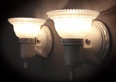 画像2: 1930-40's "2-way" Porcelain Bathroom Lamp【PAIR】 (2)