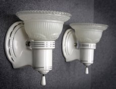 画像5: 1930-40's "2-way" Porcelain Bathroom Lamp【PAIR】 (5)