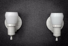 画像3: 1930-40's "2-way" Porcelain Bathroom Lamp【PAIR】 (3)