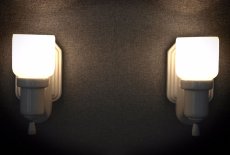 画像4: 1930-40's "2-way" Porcelain Bathroom Lamp【PAIR】 (4)