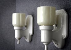 画像3: 1930-40's "2-way" Porcelain Bathroom Lamp【PAIR】 (3)