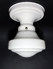 画像2:  1920's【Art Deco】Milk Glass School House Ceiling Light  (2)