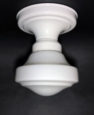 画像1:  1920's【Art Deco】Milk Glass School House Ceiling Light  (1)