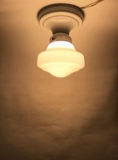 画像8:  1920's【Art Deco】Milk Glass School House Ceiling Light  (8)