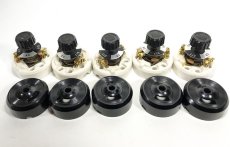 画像2: 1920-30's Porcelain Rotary "BLACK×WHITE" Switch 【Dead-Stock】  (2)