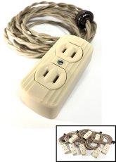 画像1: -＊残りラスト1台＊- 1950's【4m】Extension Cord + Bakelite 2-Outlet (1)