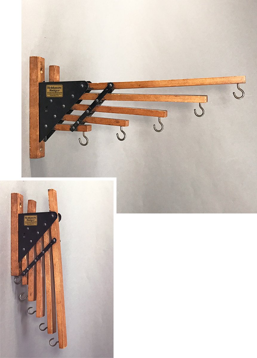 画像1: 1920-30's "Holds more Hanger" Wood＆STEEL Folding Hanger (1)