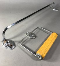 画像1: 1950-60's Chrome Steel Towel Bar + Paper Holder (1)