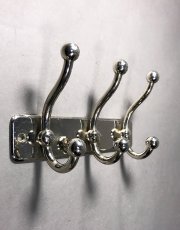 画像1: 1900-1920's Wall Mounted Victorian Nickel Triple Hooks  (1)