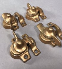 画像1: 1900-1920's Bronze Plated Steel Window Sash Locks w/ catch 【4個セット】 (1)