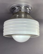 画像4:  1940-Early 1950's Milk Glass "Art Deco" Ceiling Light  (4)