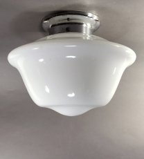 画像1:  1920-40's Milk Glass "School House" Ceiling Light  (1)