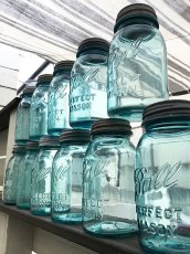画像1: 1930-60's Old "BLUE" Glass Mason Jar 【バラ売り】 (1)