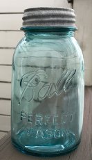 画像14: 1930-60's Old "BLUE" Glass Mason Jar 【バラ売り】 (14)