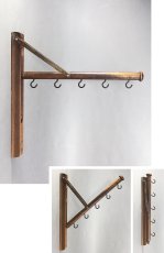 画像1: 1920's  "Wood＆Seel" Wall Mount Folding Hanger Rack (1)