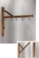 画像1: 1920's  "Wood＆Seel" Wall Mount Folding Hanger Rack (1)