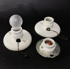 画像1: 1920-40's Porcelains Lamp Holder 【3個セット】 (1)