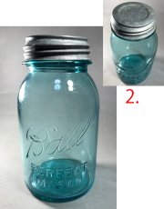 画像3: 1930-60's Old "BLUE" Glass Mason Jar 【バラ売り】 (3)