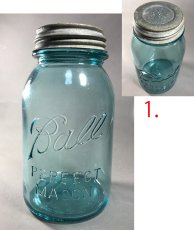 画像2: 1930-60's Old "BLUE" Glass Mason Jar 【バラ売り】 (2)