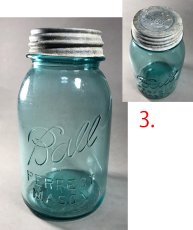 画像4: 1930-60's Old "BLUE" Glass Mason Jar 【バラ売り】 (4)