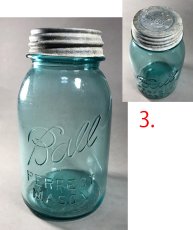 画像4: 1930-60's Old "BLUE" Glass Mason Jar 【バラ売り】 (4)