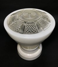 画像3:  1930-40's【2-Tone Milk Glass＆Prcelain】School House Ceiling Light  (3)