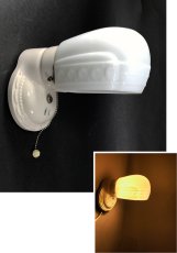 画像1: 1930-40's Art Deco "Porcelain＆Milk Glass" Bathroom Lamp (1)