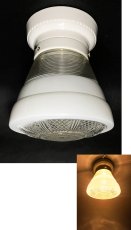 画像1:  1930-40's【2-Tone Milk Glass＆Prcelain】School House Ceiling Light  (1)