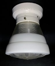 画像5:  1930-40's【2-Tone Milk Glass＆Prcelain】School House Ceiling Light  (5)