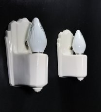 画像1: 1930-40's "PAIR" Art Deco Porcelain Candle Lamp (1)