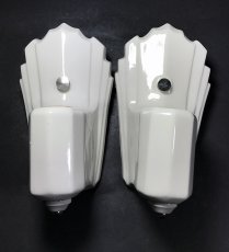 画像5: 1930-40's "PAIR" Art Deco Porcelain Candle Lamp (5)