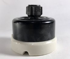 画像2: 1920-30's "BLACK×WHITE" Porcelain Rotary Switch 【Dead-Stock】  (2)