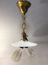 画像2: 1920-30's "Milk Glass Shade" × "Socket Splitter " Pendant Lamp  (2)