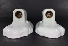 画像5: 1930's "PAIR" Art Deco Porcelain Candle Lamp (5)