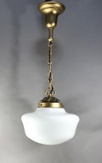 画像1:  1930's Milk Glass "School House" Ceiling Light  (1)