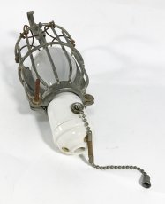 画像4: Early-1930's  Porcelain Pull-Chain Socket w/ Steel TroubleLight Cage w/ Hooks (4)