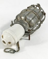 画像2: Early-1930's  Porcelain Pull-Chain Socket w/ Steel TroubleLight Cage w/ Hooks (2)