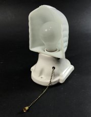 画像6: 1930's Art Deco "Porcelain＆Milk Glass" Bathroom Lamp (6)