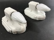 画像5: 1930's "PAIR" Art Deco Porcelain Candle Lamp (5)