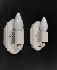 画像1: 1930's "PAIR" Art Deco Porcelain Candle Lamp (1)