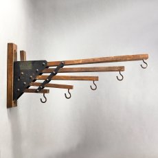 画像1: 1920-30's "Holds more Hanger" Wood＆STEEL Folding Hanger (1)