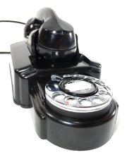 画像14: - 実働品 - （ひかり電話可） Early-1930's “Very!! Art Deco” Streamlined Bakelite Telephone (14)