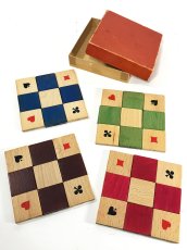 画像1: 1950's “4 colors” Wooden Coasters 【Made in West Germany】 (1)